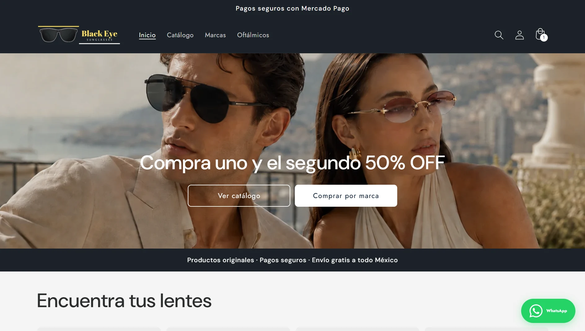 Vista previa del proyecto Blackeye, tienda online