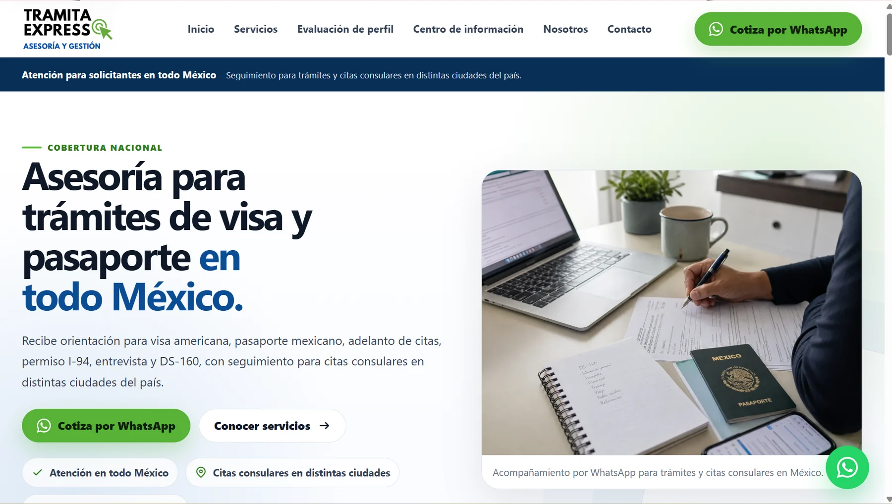 Sitio web completo de Tramita Express